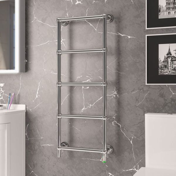 Eastbrook Kennet Dry Element 1253 x 500 Chrome Electric Traditional Towel Rail #2