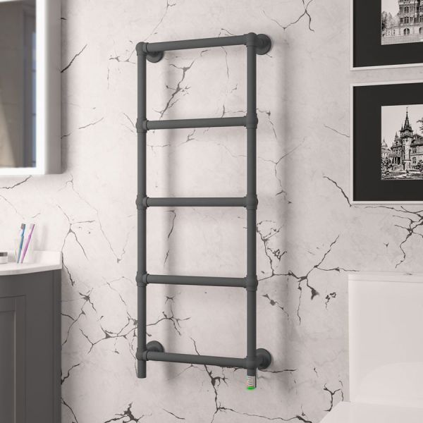 Eastbrook Kennet Dry Element 1253 x 500 Matt Anthracite Electric Traditional Towel Rail #2