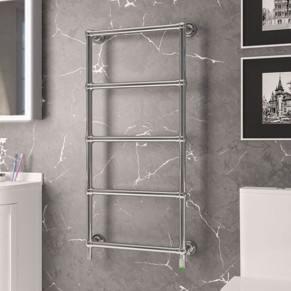 Eastbrook Kennet Dry Element 1253 x 600 Chrome Electric Traditional Towel Rail #2