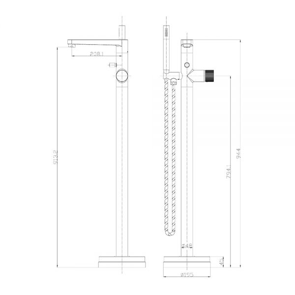 Apex Koko Black Floor Standing Bath Shower Mixer Tap #2