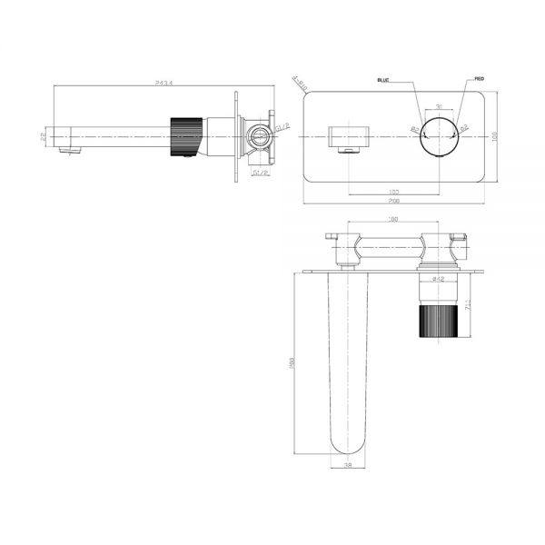 Apex Koko Brass Wall Mounted Basin Mixer Tap #2