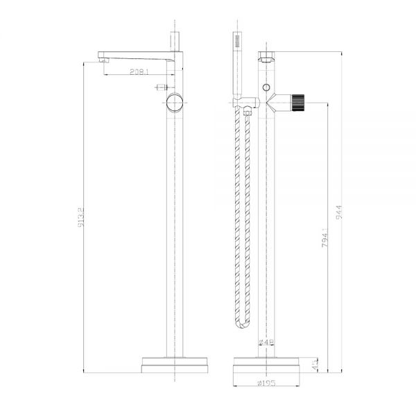 Apex Koko Gunmetal Floor Standing Bath Shower Mixer Tap #2