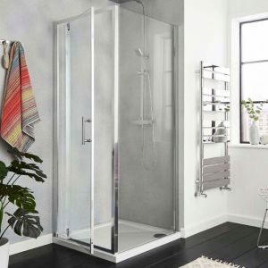 Kartell KV6 900mm Wide Chrome Pivot Shower Door