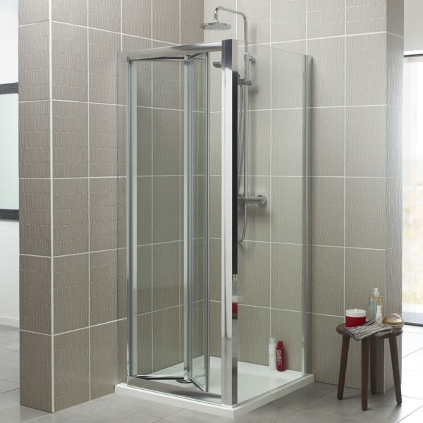 Kartell KV6 900mm Wide Chrome Bi Fold Shower Door