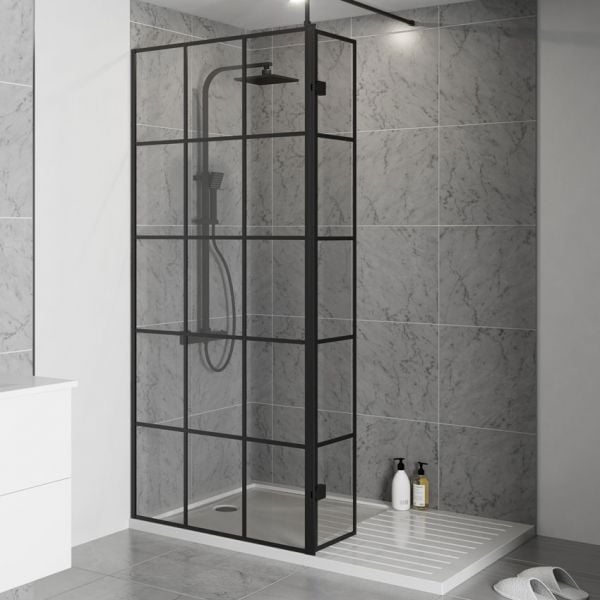 Kartell Krittal 1200mm Wide Black Wetroom Shower Panel