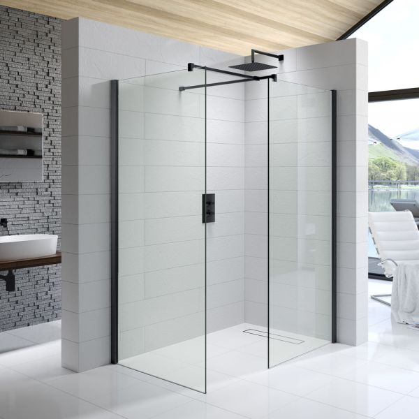 Kudos Ultimate 2 Black CORNER 10mm Glass Walk in Shower Enclosure 1200 x 900