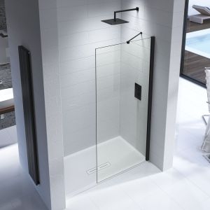 Kudos Ultimate 2 Black RECESS 8mm Glass Walk in Shower Enclosure 1700 x 700