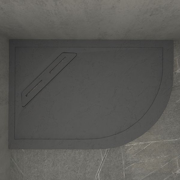 Kudos Connect2 Black Grey Slate Offset Quadrant Shower Tray 1200 x 800mm Left Hand