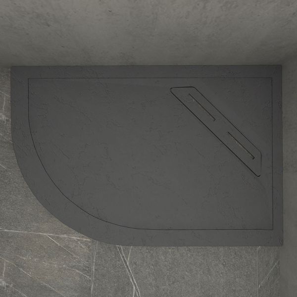 Kudos Connect2 Slip Resistant Slate Effect 1200 x 800 Right Hand Offset Quadrant Shower Tray