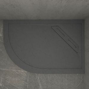Kudos Connect2 Black Grey Slate Offset Quadrant Shower Tray 1000 x 900mm Right Hand