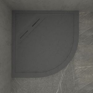 Kudos Connect2 Black Grey Slate Curved Shower Tray 910mm