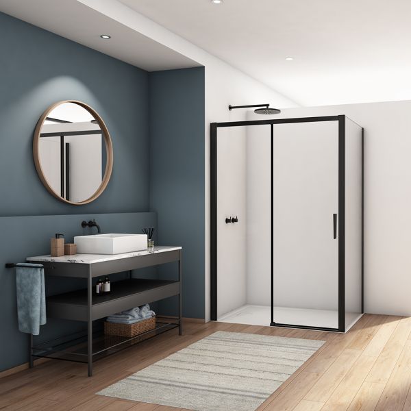 Kudos Divera Matt Black 1200 Sliding Shower Door #2