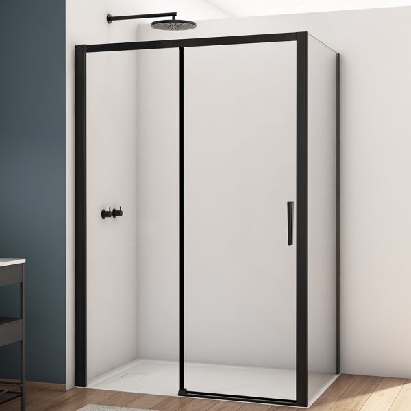Kudos Divera Matt Black 1200 Sliding Shower Door