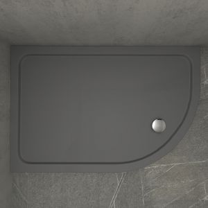 Kudos KStone Slip Resistant Slate Grey Offset Quadrant Shower Tray 1000 x 800mm Left Hand