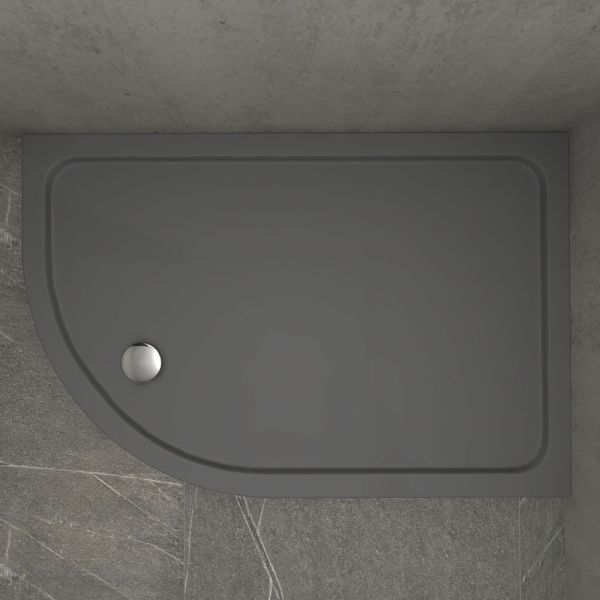 Kudos Kstone Slip Resistant Slate Grey 1000 x 800 Right Hand Offset Quadrant Shower Tray
