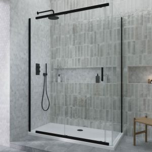 Kudos Siona Matt Black 1500 Sliding Shower Door