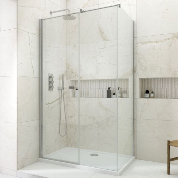 Kudos Siona Chrome 1000 Pivot Shower Door in Corner