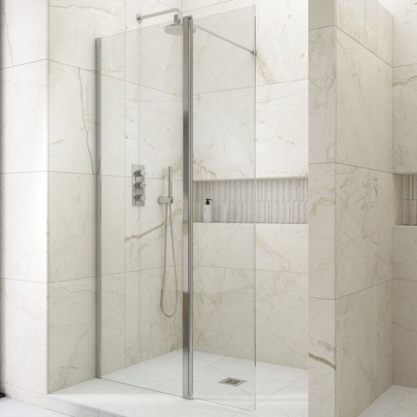 Kudos Siona Chrome Wetroom Shower Panel 700mm Wide