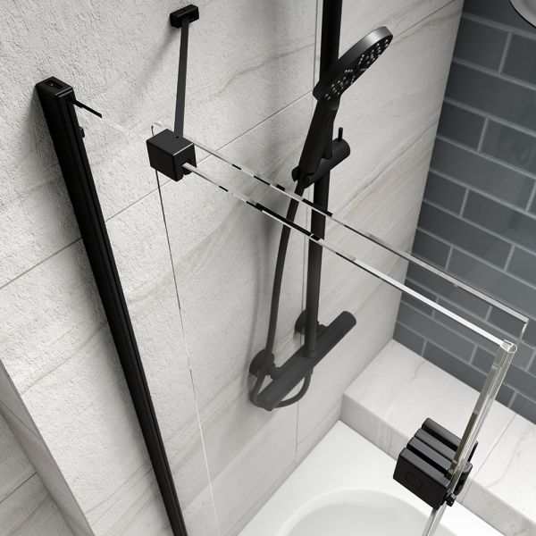 Kudos Inspire Matt Black 6mm Two Panel In Fold Bath Screen Left Hand #3
