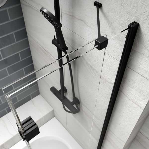 Kudos Inspire Matt Black 6mm Two Panel In Fold Bath Screen Right Hand #3