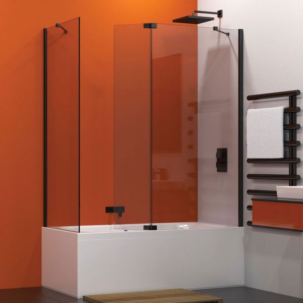 Kudos Ultimate 700 Over Bath Screen Shower Panel Matt Black #2