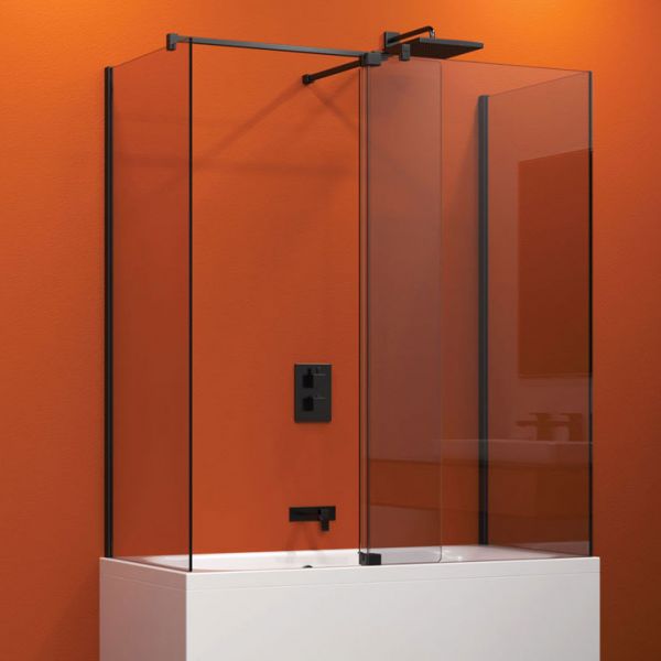 Kudos Ultimate 700 Over Bath Screen Shower Panel Matt Black #3