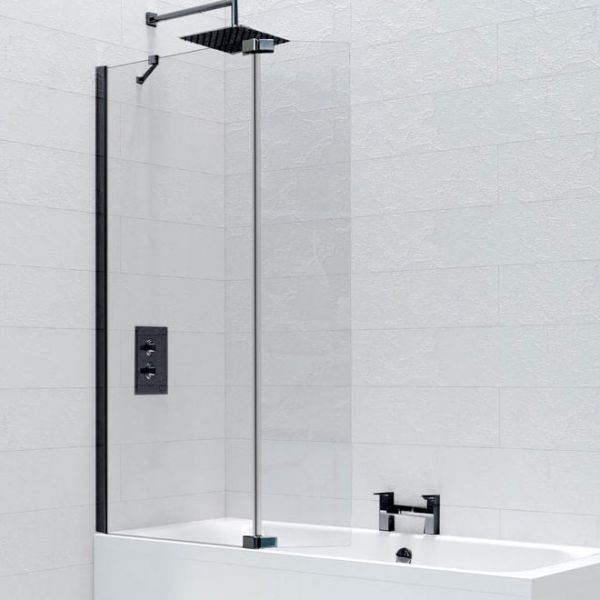 Kudos Ultimate 800 Over Bath Screen Shower Panel Matt Black