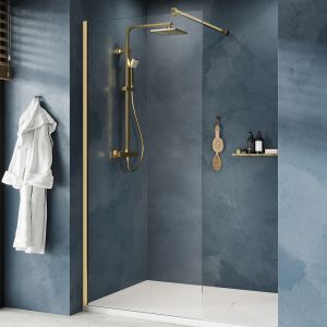 Kudos Ultimate 2 Wet Room Shower Panel 10mm 1200 Wide Brushed Brass