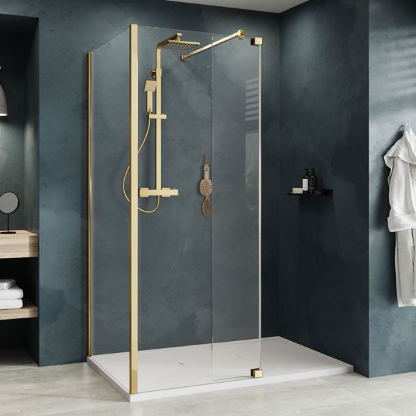 Kudos Ultimate 2 Wet Room Shower Panel 8mm 760 Wide Polished Gold #2
