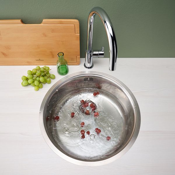 Reginox Round Single Bowl Stainless Steel Kitchen Sink 440 x 440 x 160mm #3