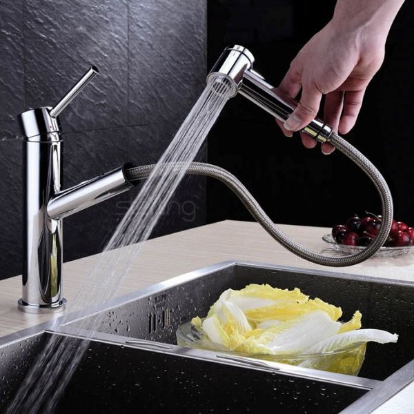 Clearwater Larissa Single Lever Chrome Pull Out Kitchen Sink Mixer Tap #2