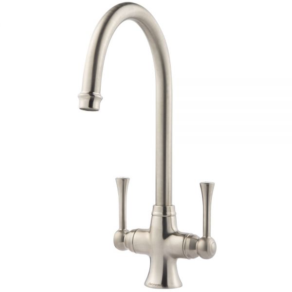 Clearwater Regent C Twin Lever Brushed Nickel Monobloc Kitchen Sink Mixer Tap