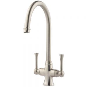 Clearwater Regent C Twin Lever Brushed Nickel Monobloc Kitchen Sink Mixer Tap