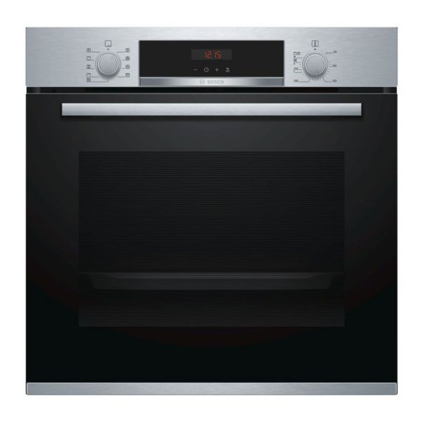Bosch Serie 4 60cm Black and Stainless Steel Single Oven with Pyrolytic Cleaning