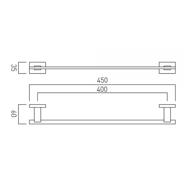 Vado Level 450mm Chrome Wall Mounted Towel Rail #2