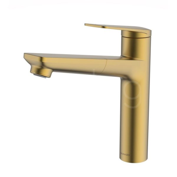 Clearwater Levant Single Lever Brushed Brass Pull Out Monobloc Kitchen Sink Mixer Tap