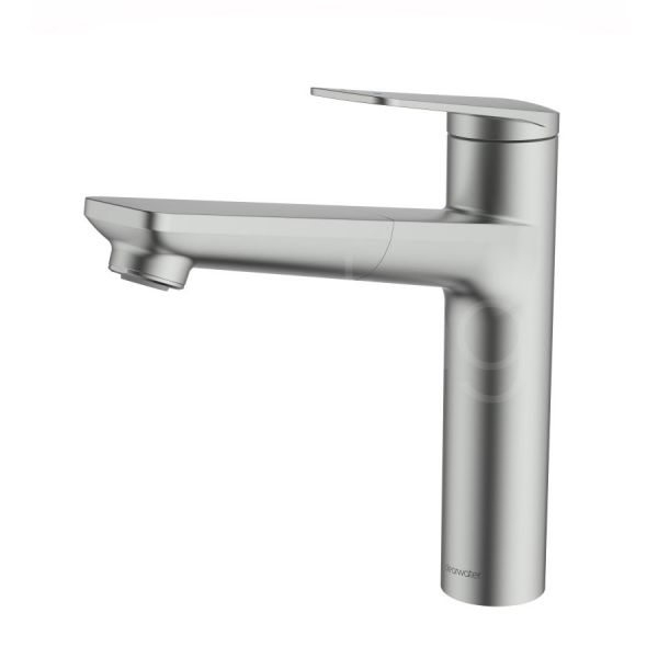 Clearwater Levant Single Lever Brushed Nickel Pull Out Monobloc Kitchen Sink Mixer Tap