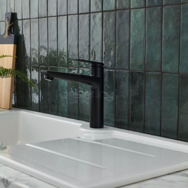 Clearwater Levant Single Lever Matt Black Pull Out Monobloc Kitchen Sink Mixer Tap #3