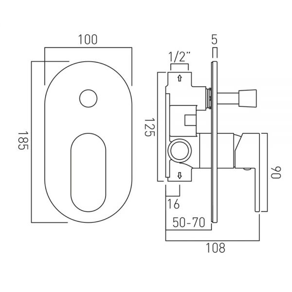 Vado Life Concealed Shower Valve With Diverter #2