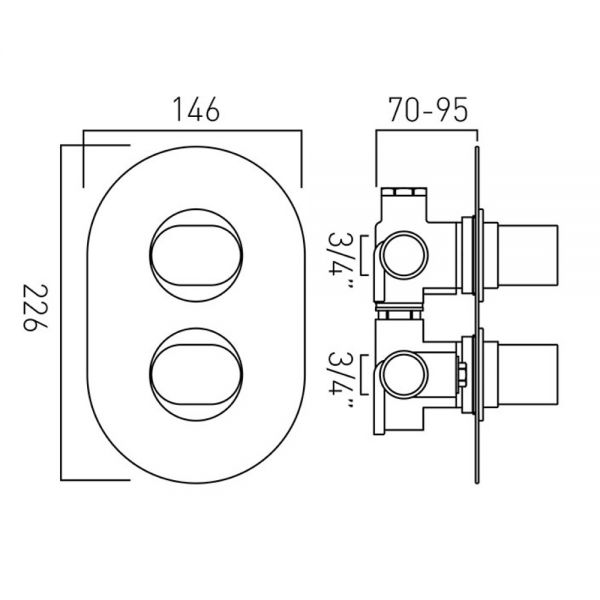 Vado Life 2 Way Wall Mounted Concealed Valve With Integrated Diverter #2