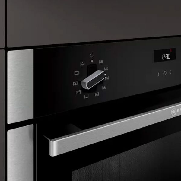 Neff N50 60cm Black and Stainless Steel Built In Slide and Hide Single Oven #2