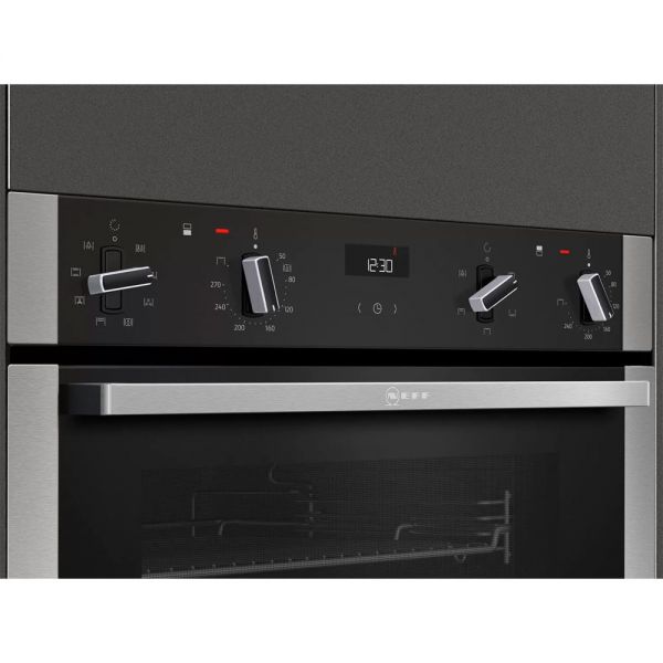 Neff N50 60cm Black and Stainless Steel Built In Double Oven #2