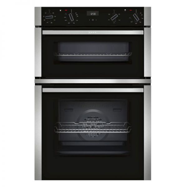 Neff N50 60cm Black and Stainless Steel Built In Double Oven