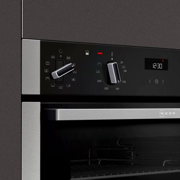 Neff N50 60cm Black and Stainless Steel Built In Double Eco Clean Oven #2