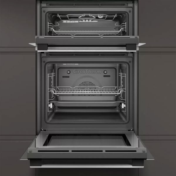 Neff N50 60cm Black and Stainless Steel Built In Double Eco Clean Oven #3