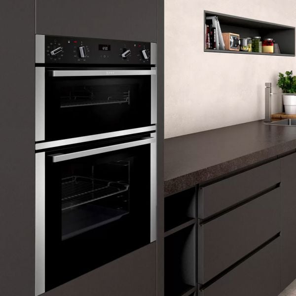 Neff N50 60cm Black and Stainless Steel Built In Double Eco Clean Oven #5