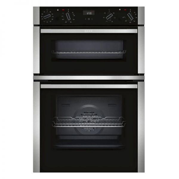 Neff N50 60cm Black and Stainless Steel Built In Double Eco Clean Oven