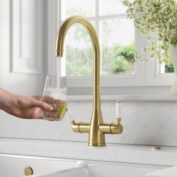 Clearwater Longdon Brushed Brass 4 in 1 Boiling Hot Water Kitchen Mixer Tap #4