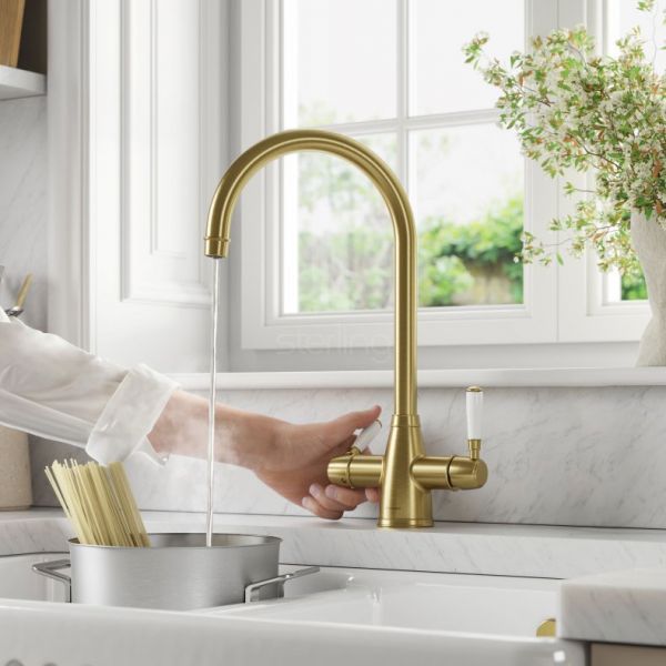 Clearwater Longdon Brushed Brass 4 in 1 Boiling Hot Water Kitchen Mixer Tap #5