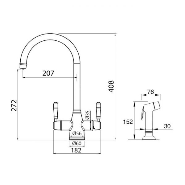 Clearwater Longdon Brushed Nickel 4 in 1 Boiling Hot Water Kitchen Mixer Tap with Rinse Handset #2